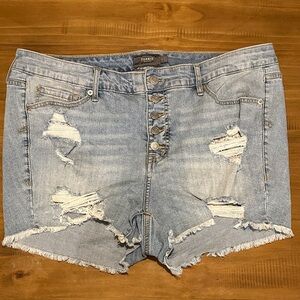 Torrid Light Blue Distressed Denim Shorts-Grunge